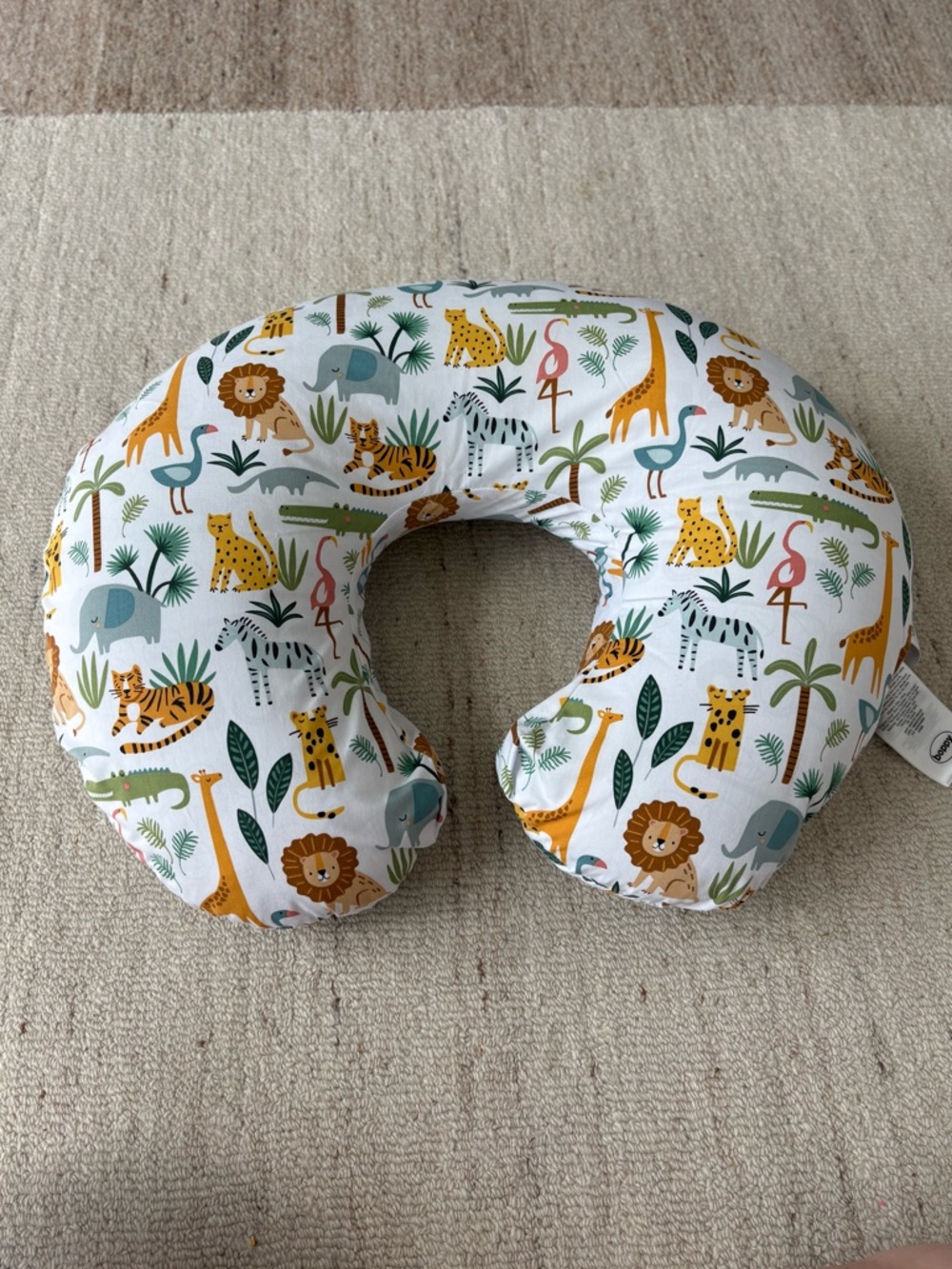 Boppy Nursing Pillow with Safari Jungle Animal Print Cover - Like New / EUC